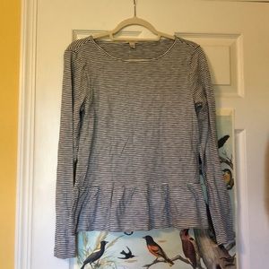 J Crew Striped Peplum Top
